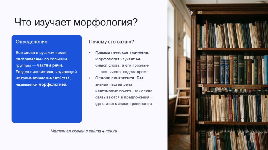 Систематизация самостоятельных и служебных частей речи